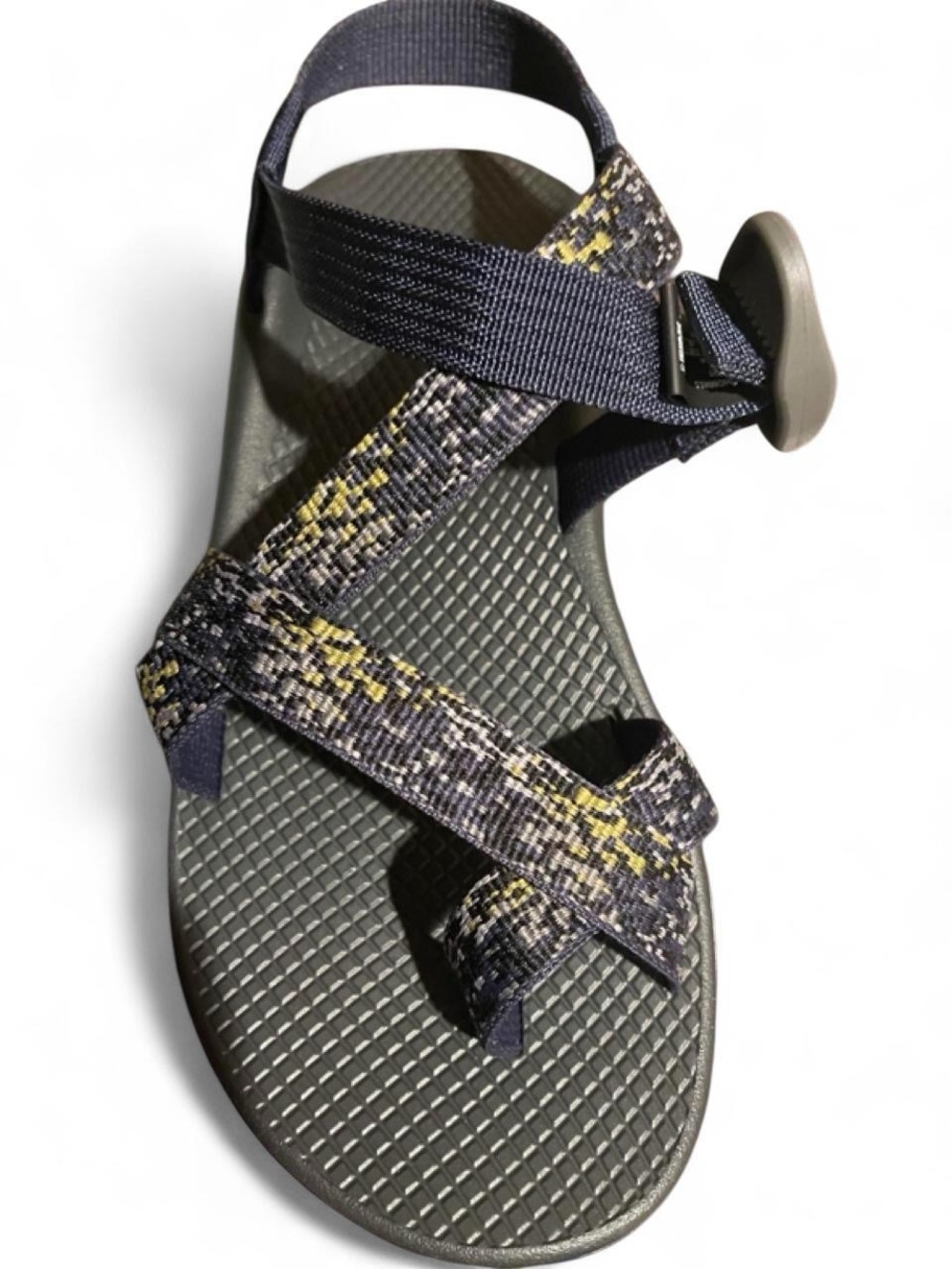 Men's Outdoor Webbing Strap Sandal - Black/Gray with Yellow Accent